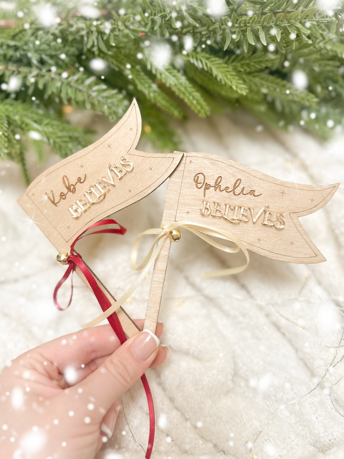 Personalised Christmas “Believe” Flag Decoration