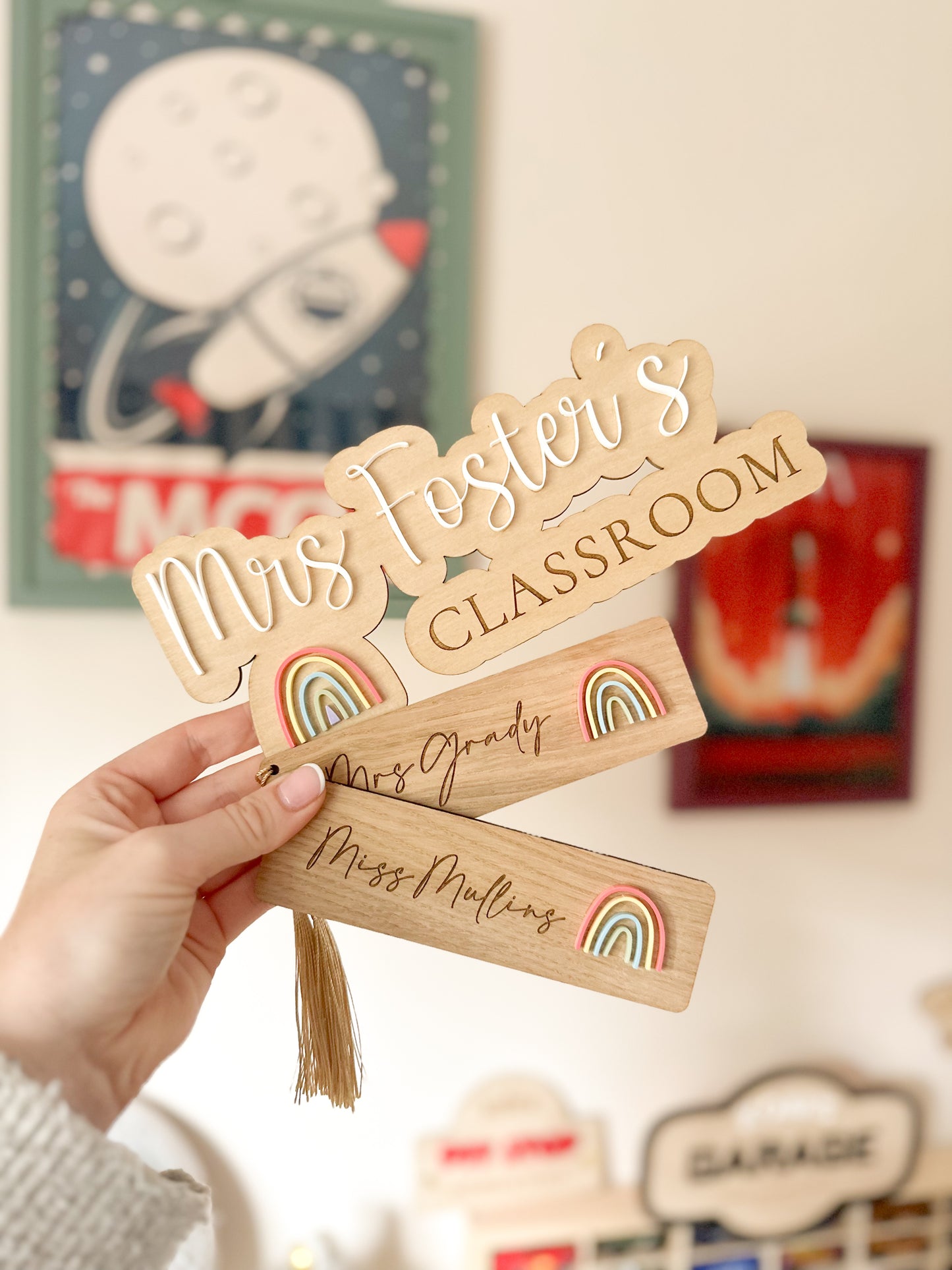 Personalised Rainbow Teacher Bookmark