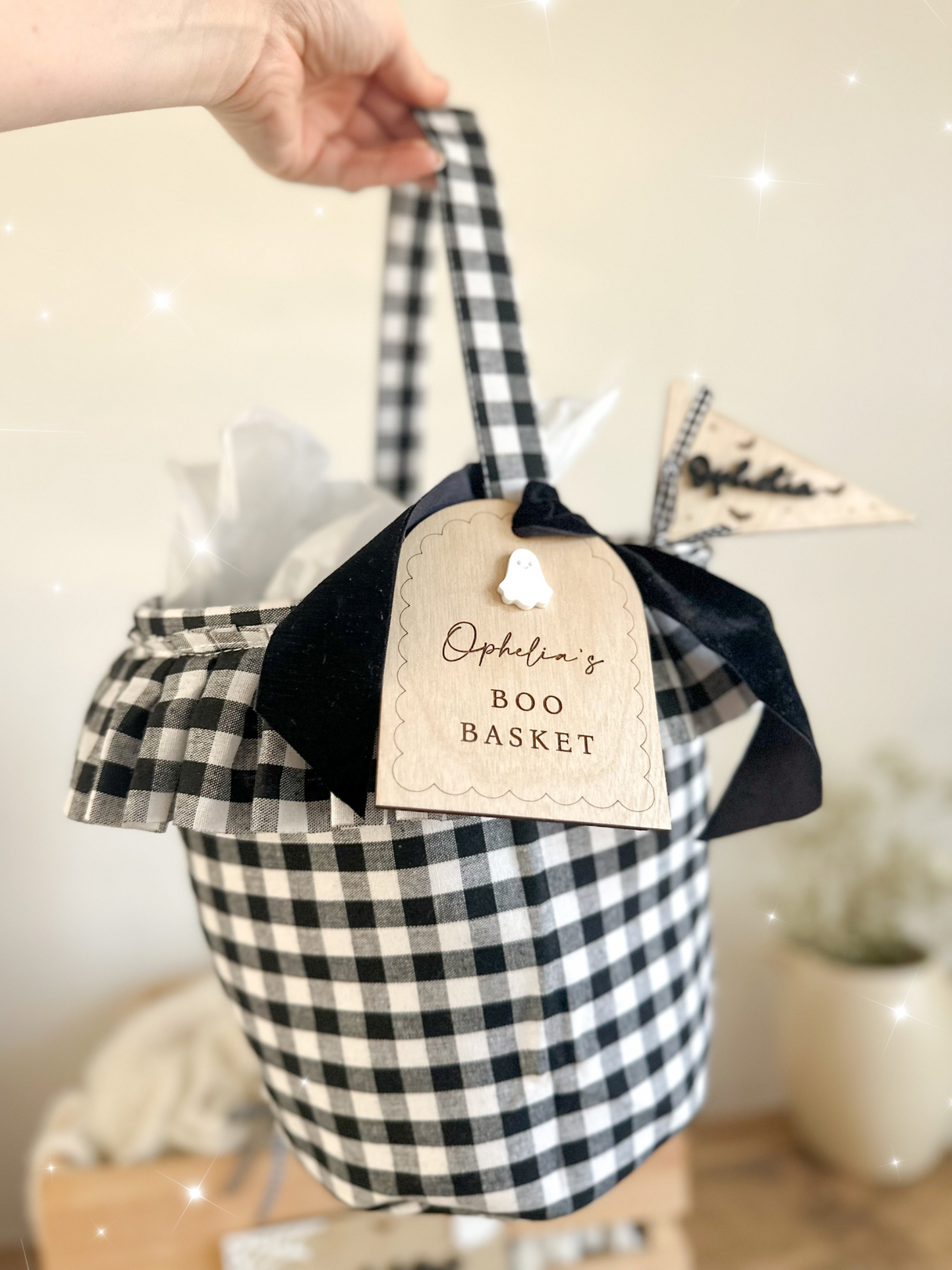 Halloween Gingham Baskets with Tag