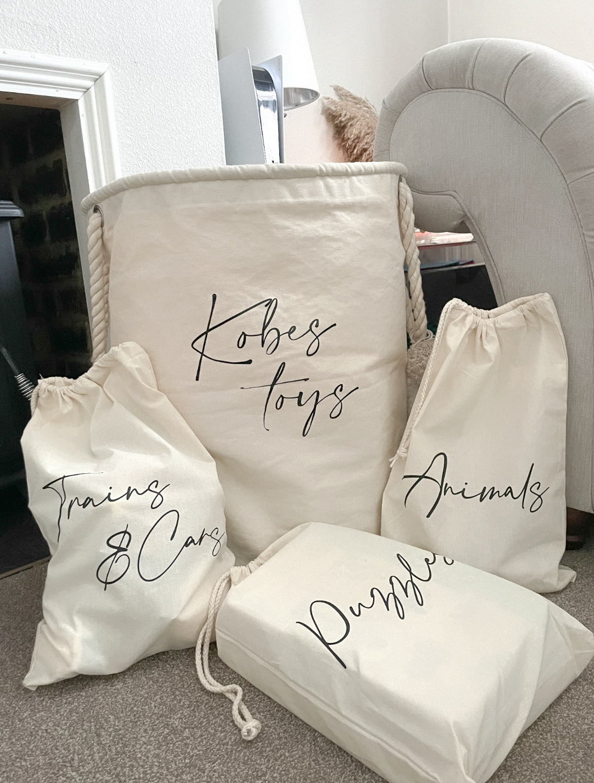 Personalised Canvas Storage Toy Bag **PRE-ORDER**