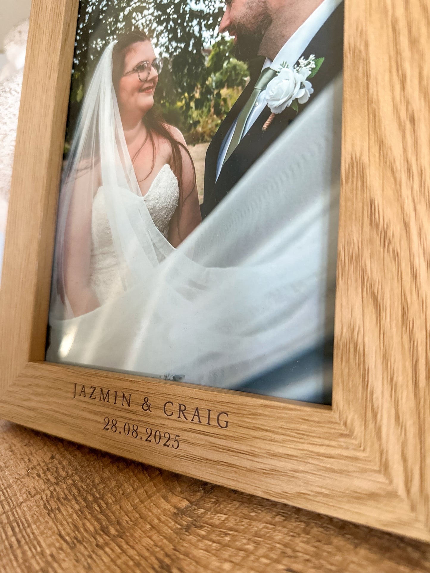 Personalised Engraved Wedding Wood Effect Frame