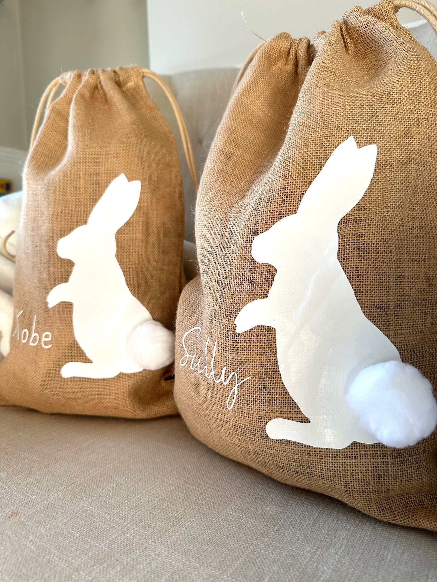 Personalised Easter Bunny Pom Pom Bag