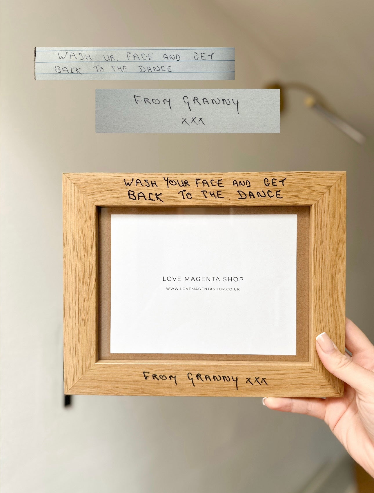 Engraved Handwritten Wood Effect Frame
