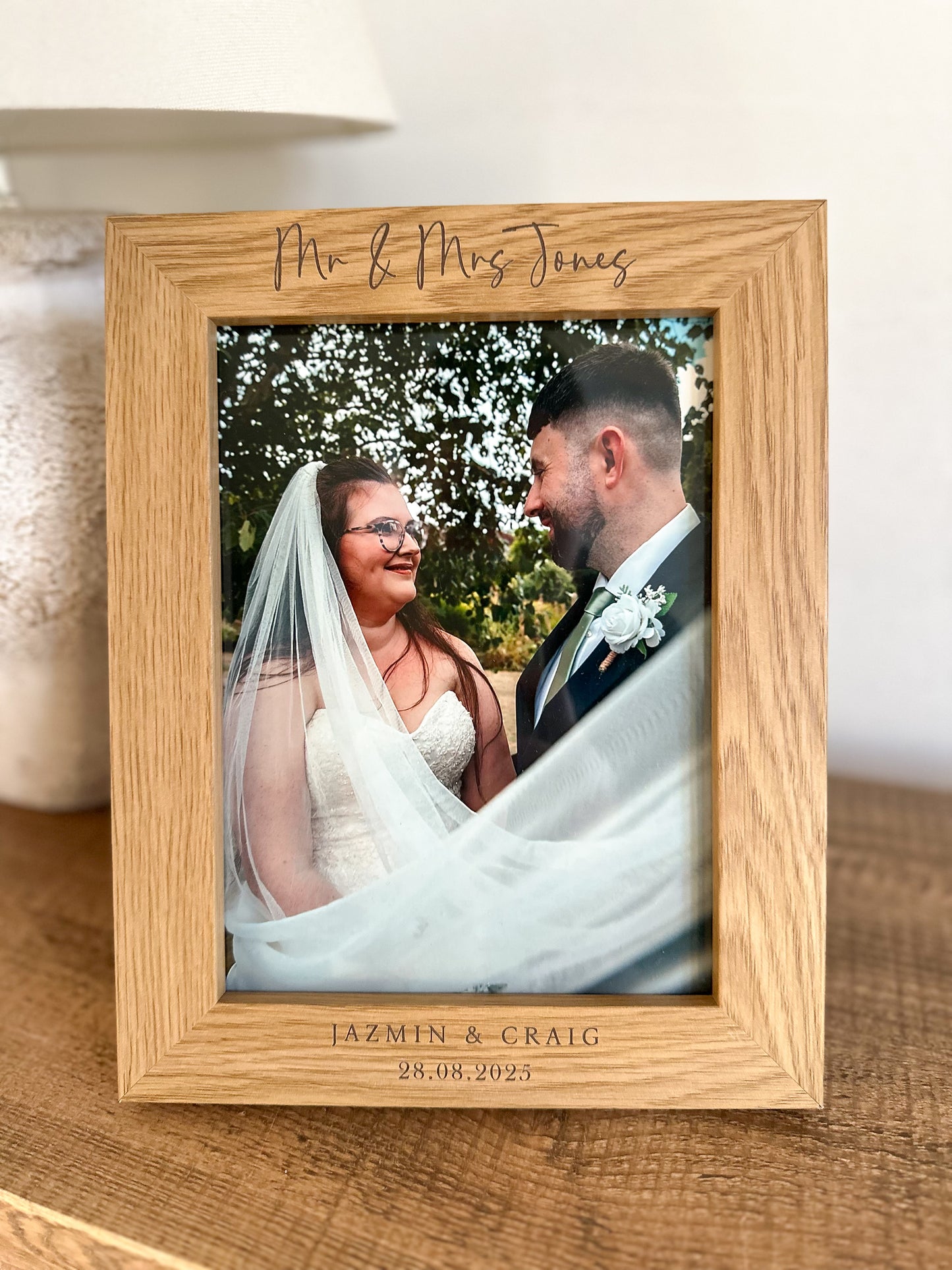 Personalised Engraved Wedding Wood Effect Frame