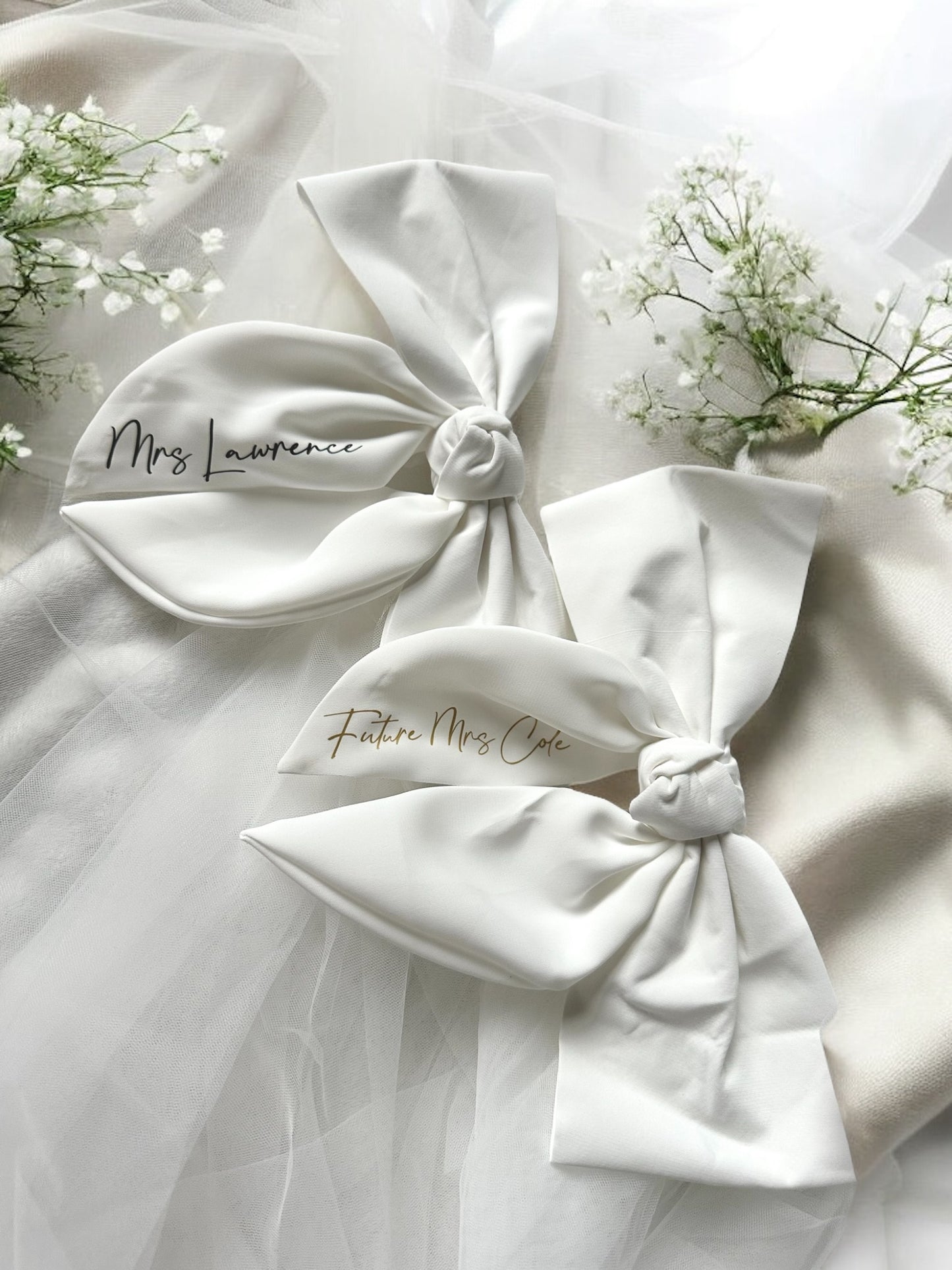 Personalised White Bow Veil