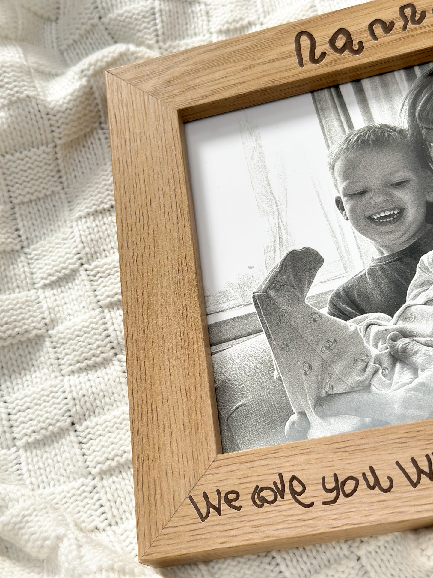 Engraved Handwritten Wood Effect Frame