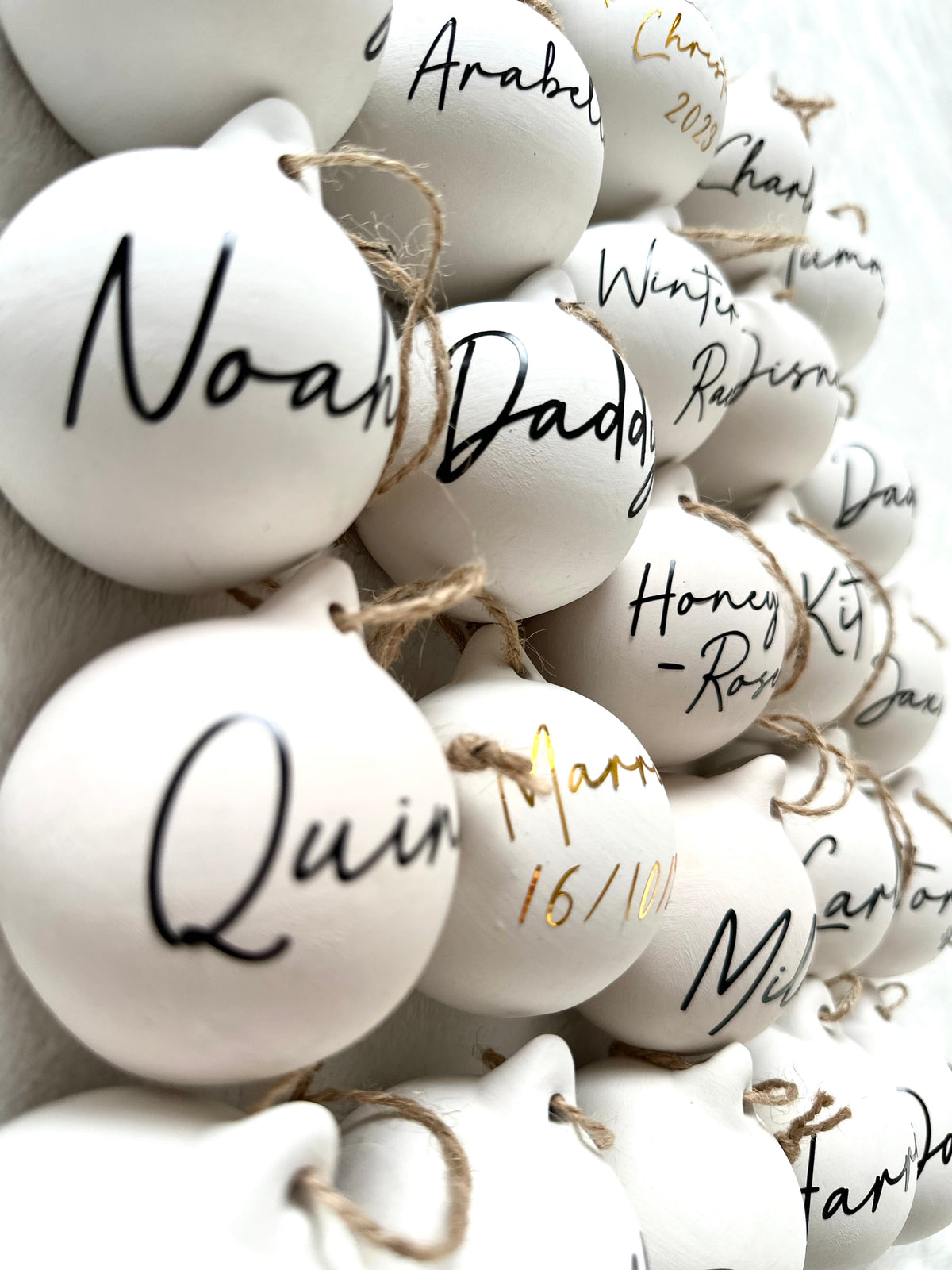 Personalised White Ceramic Name ONLY Baubles