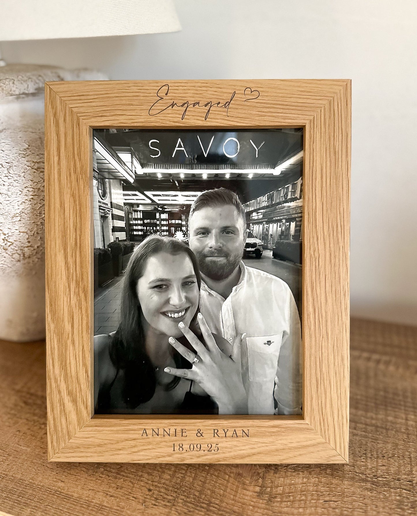 Personalised Engraved Engagement Wood Effect Frame