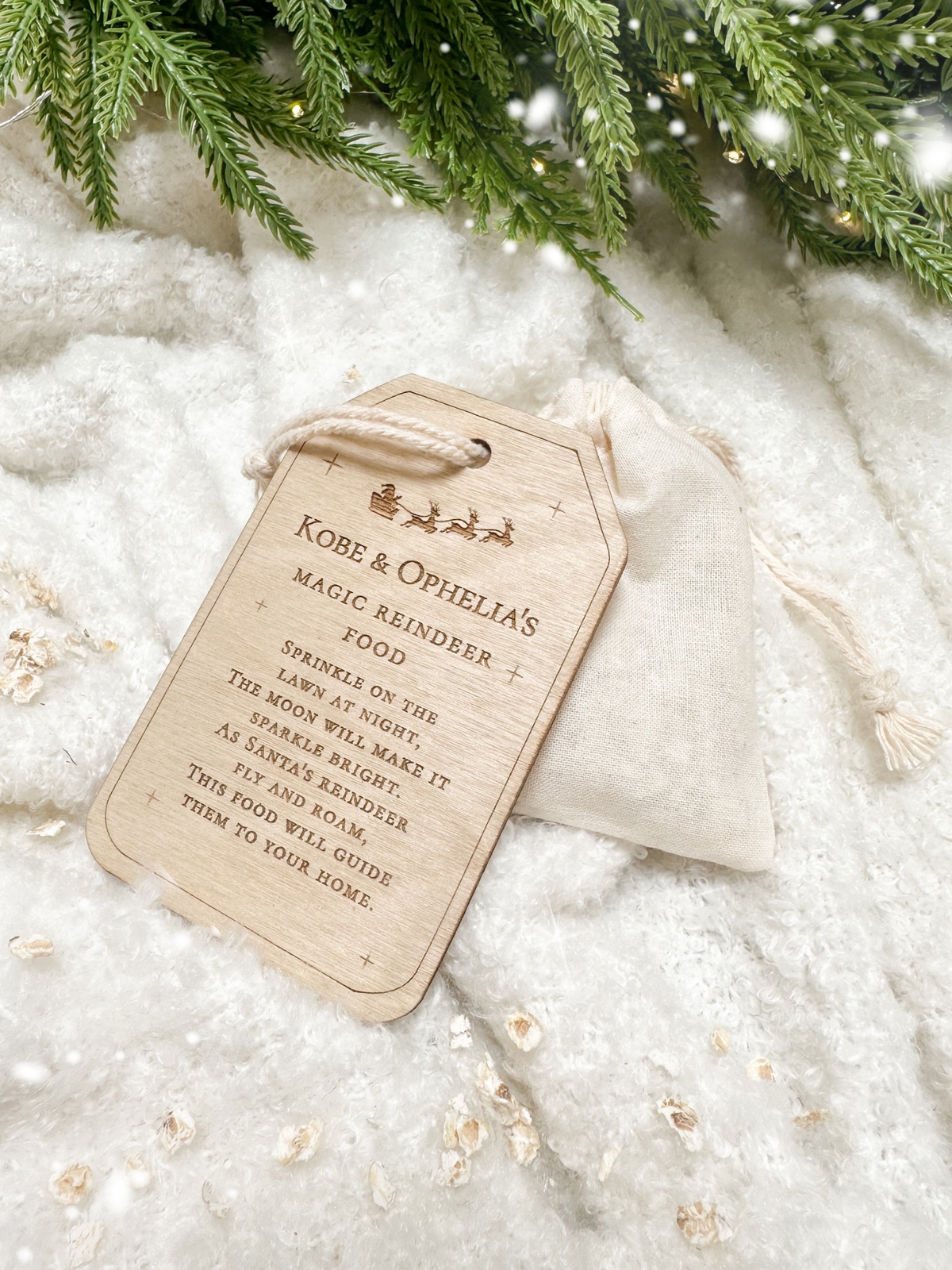 Personalised Magic Reindeer Tag & Food Bag