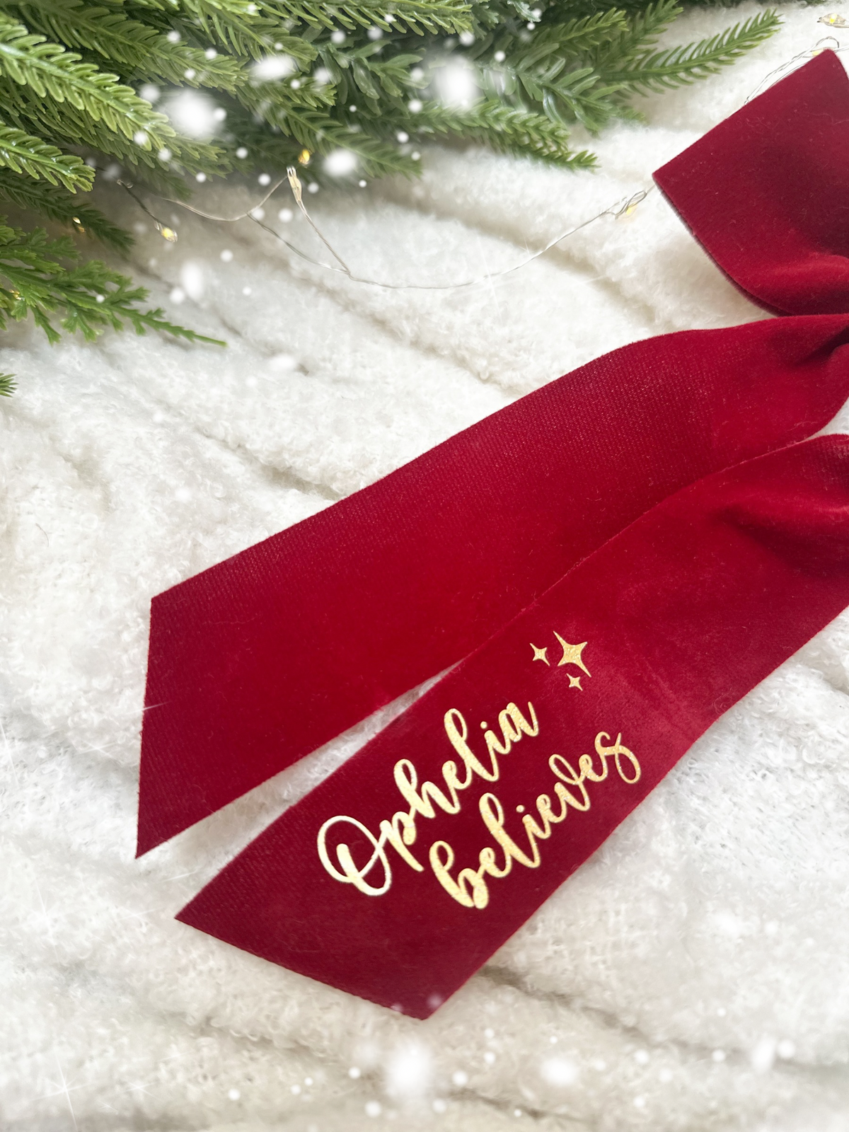 Red Velvet Bow Believe Hair Clip