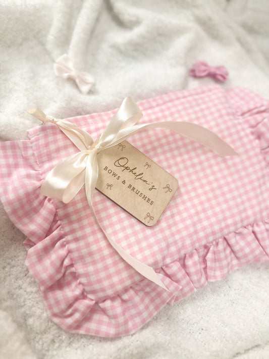 Pink Gingham Personalised Accessory Pouch