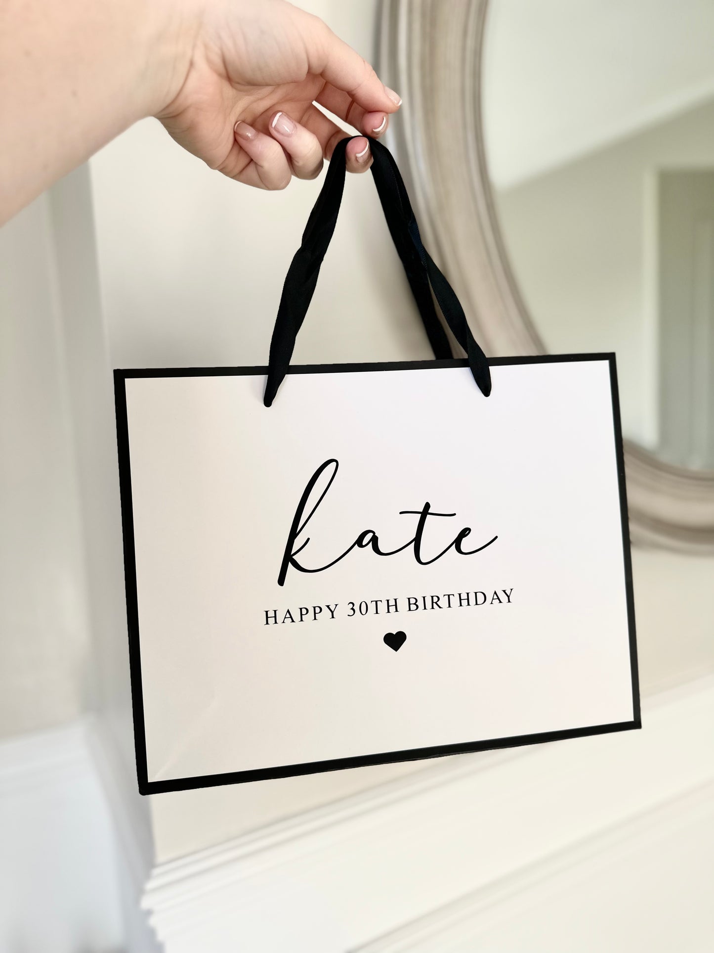 Personalised Birthday Luxury Black & White Gift Bag