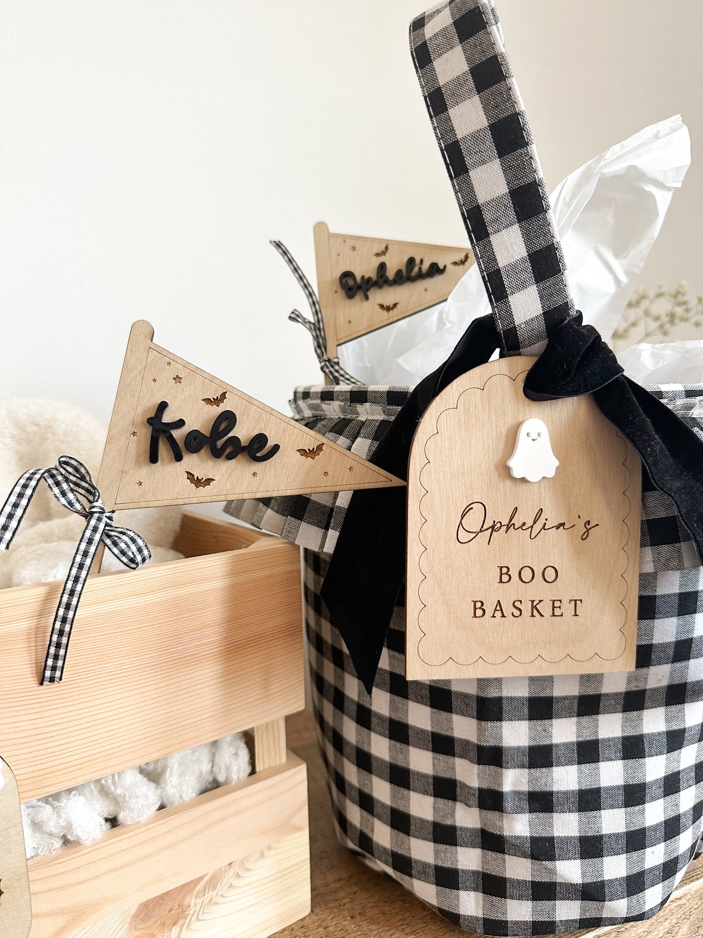 Halloween Gingham Baskets with Tag