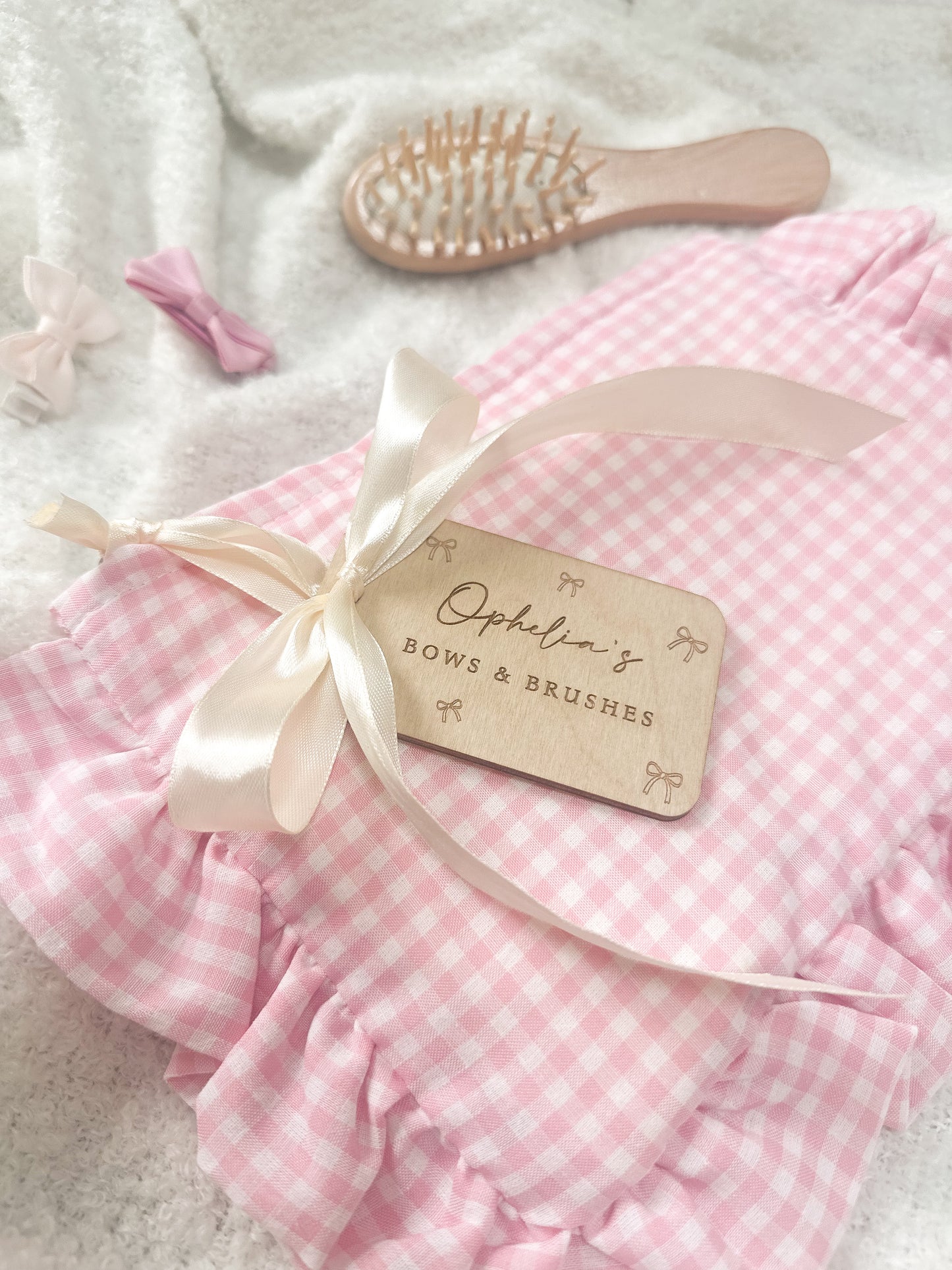Pink Gingham Personalised Accessory Pouch