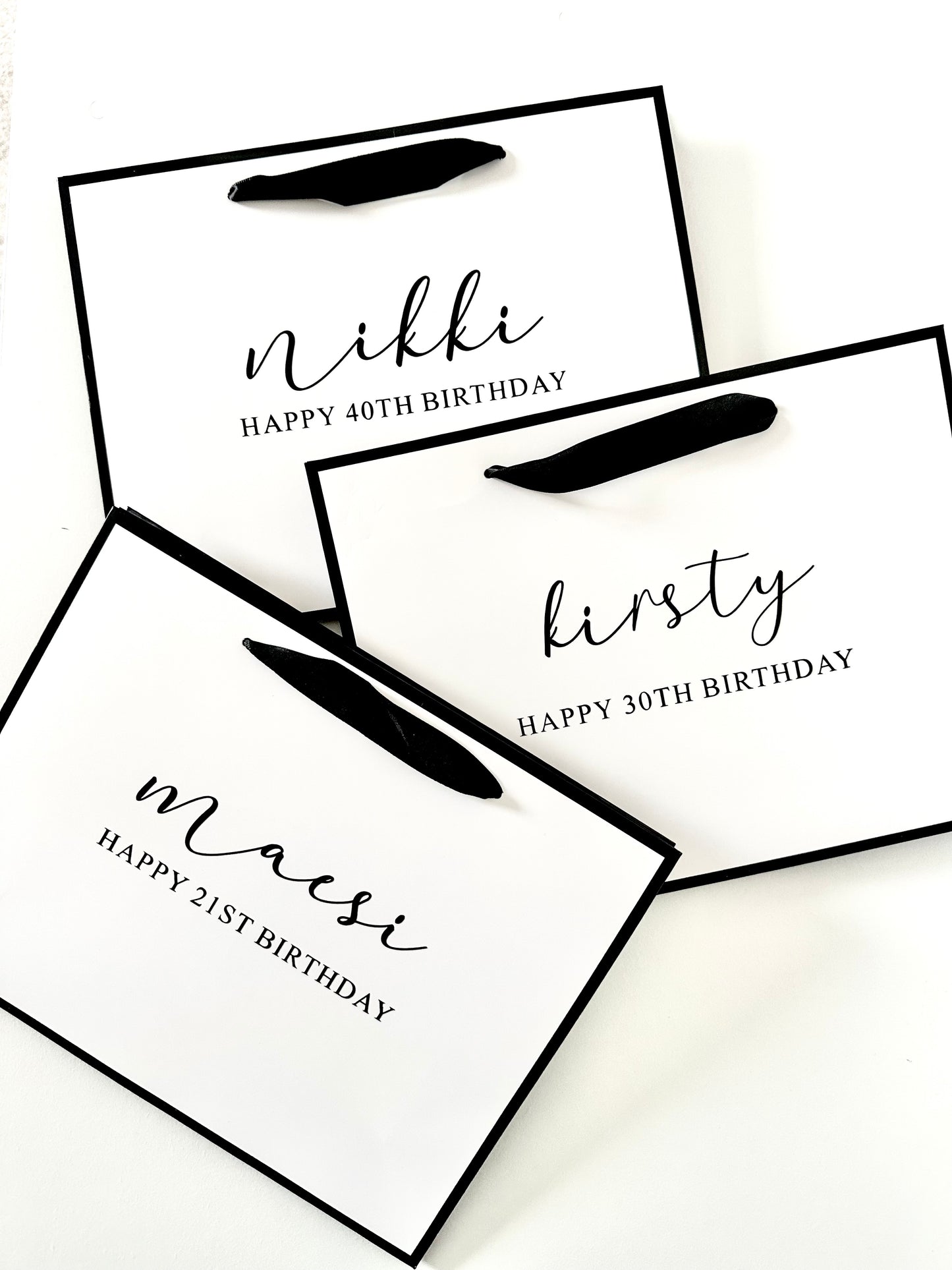 Personalised Birthday Luxury Black & White Gift Bag