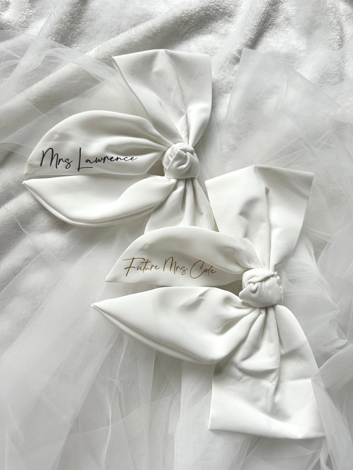 Personalised White Bow Veil