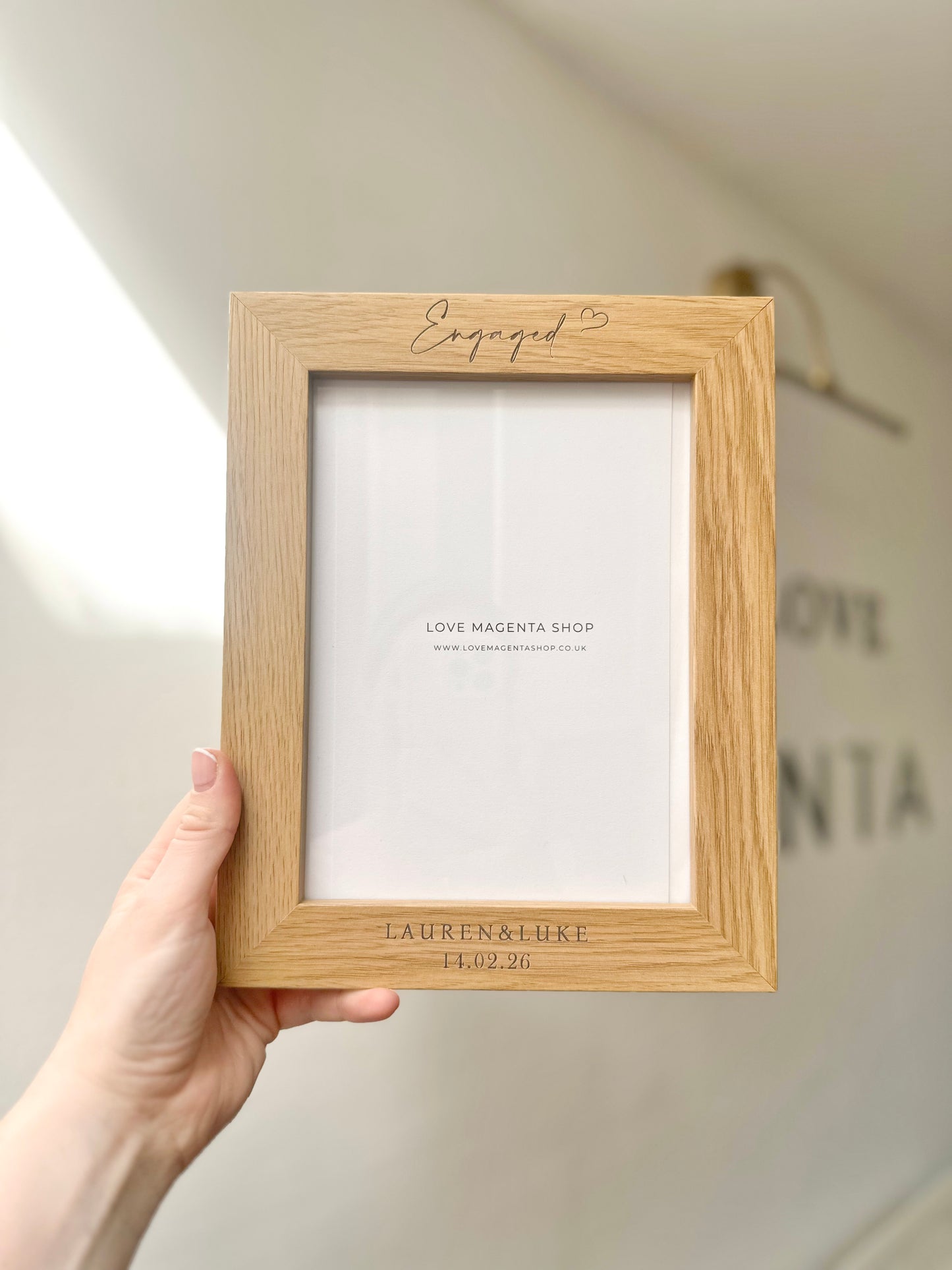 Personalised Engraved Engagement Wood Effect Frame