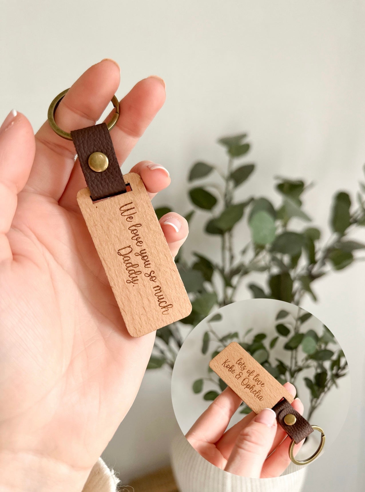 Personalised Father's Day Wooden Keyring