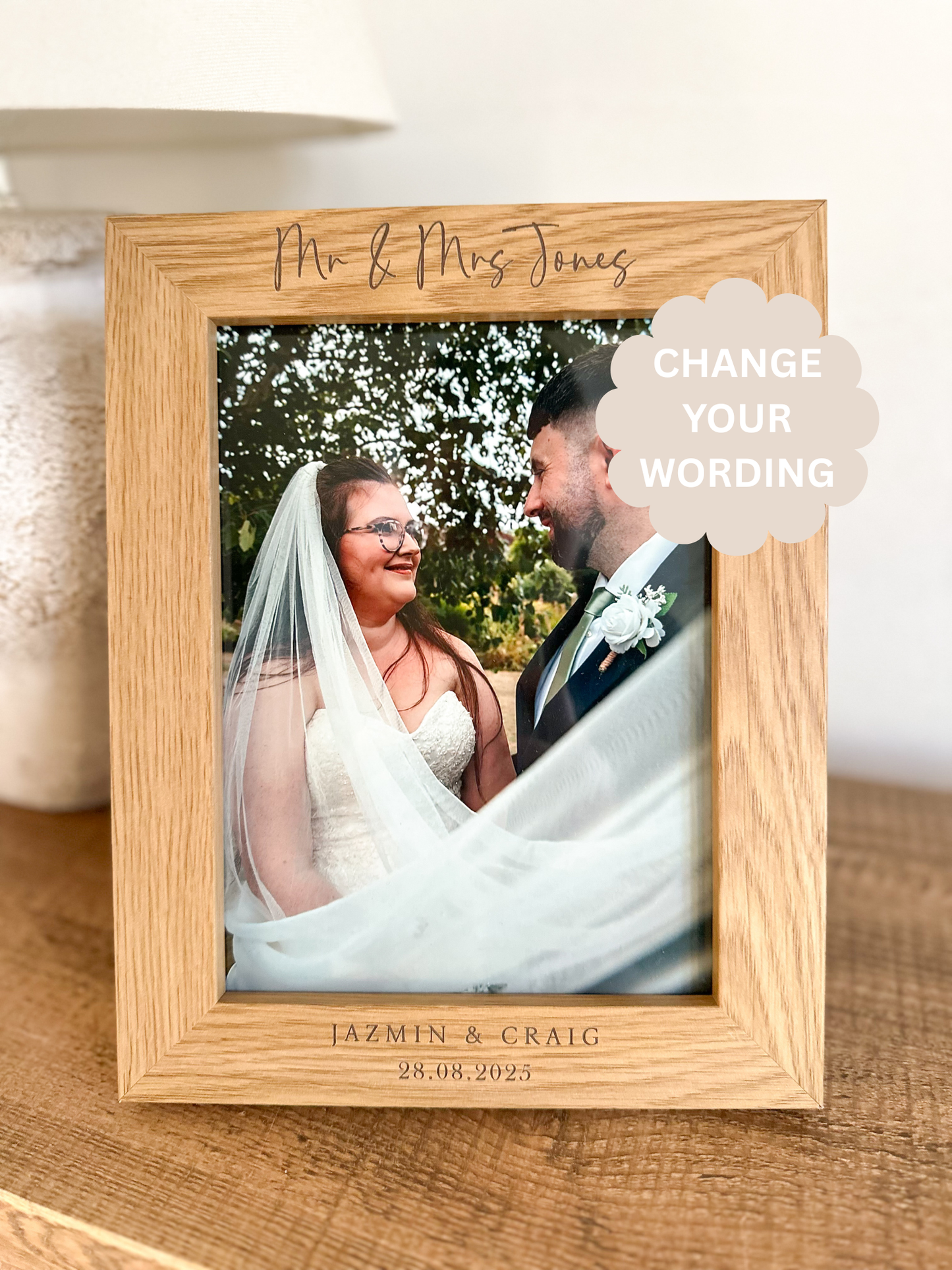 Personalised Engraved Wedding Wood Effect Frame