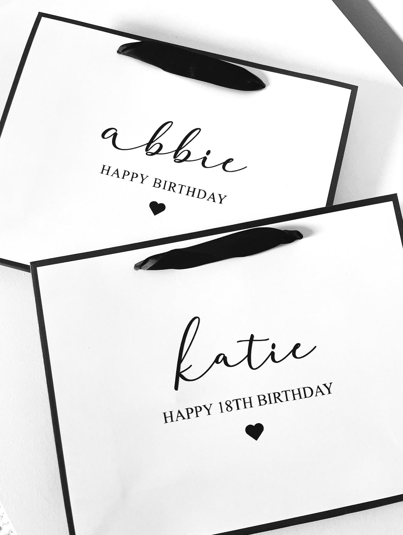 Personalised Birthday Luxury Black & White Gift Bag