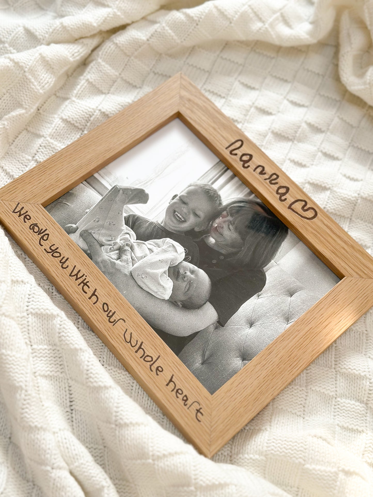 Engraved Handwritten Wood Effect Frame