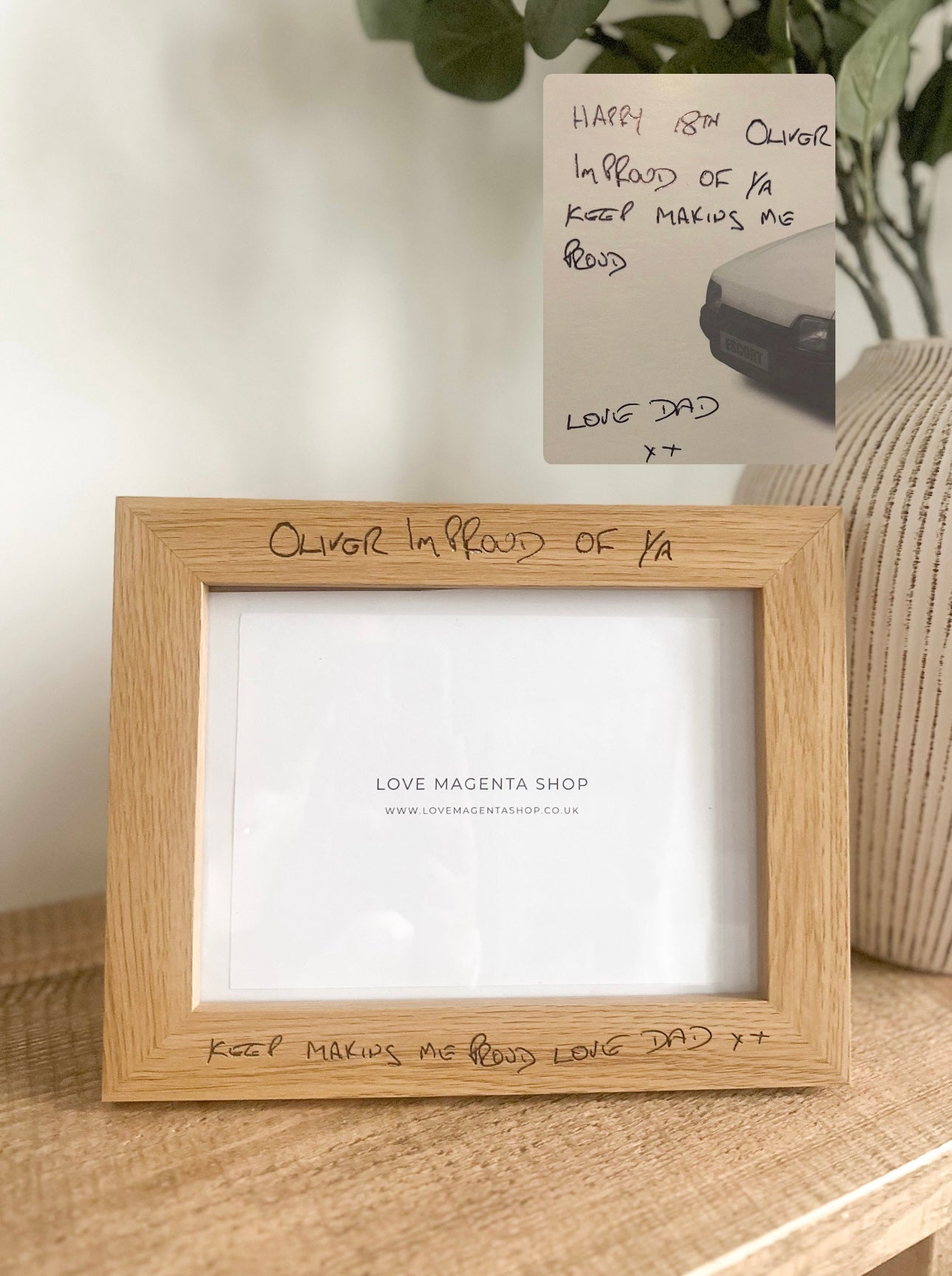 Engraved Handwritten Wood Effect Frame