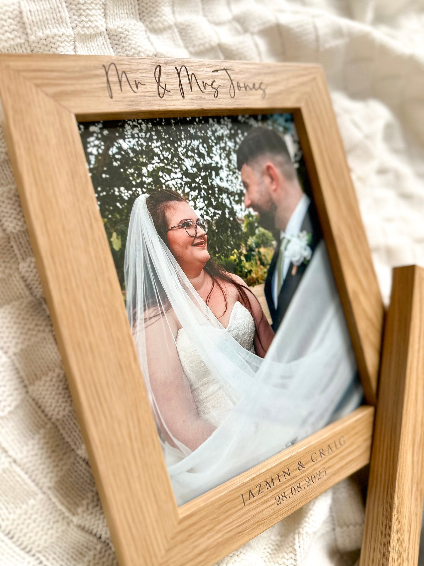 Personalised Engraved Wedding Wood Effect Frame