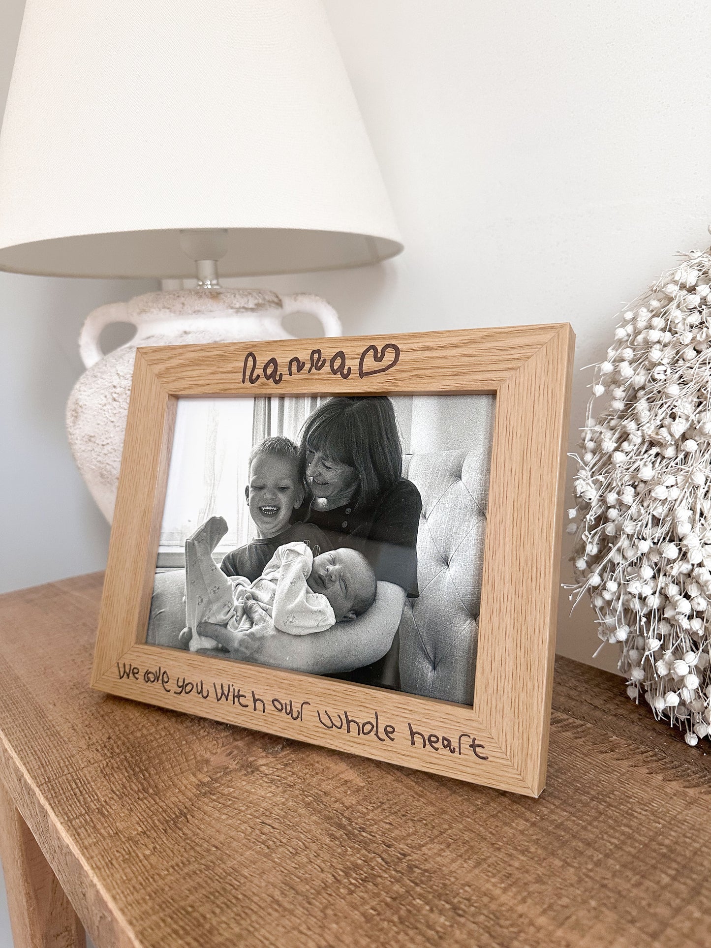 Engraved Handwritten Wood Effect Frame