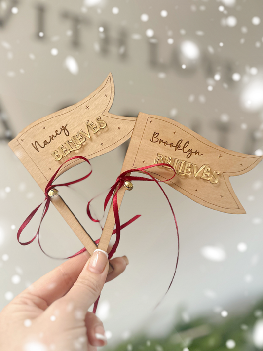Personalised Christmas “Believe” Flag Decoration