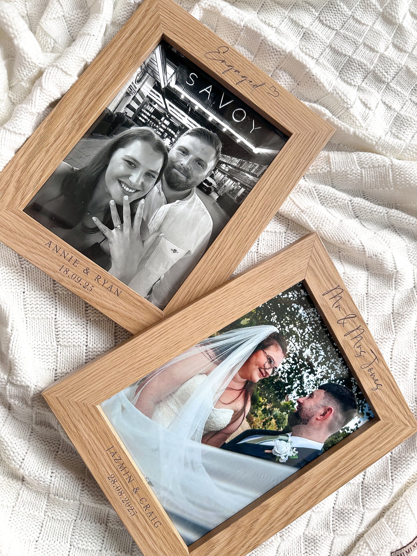 Personalised Engraved Engagement Wood Effect Frame