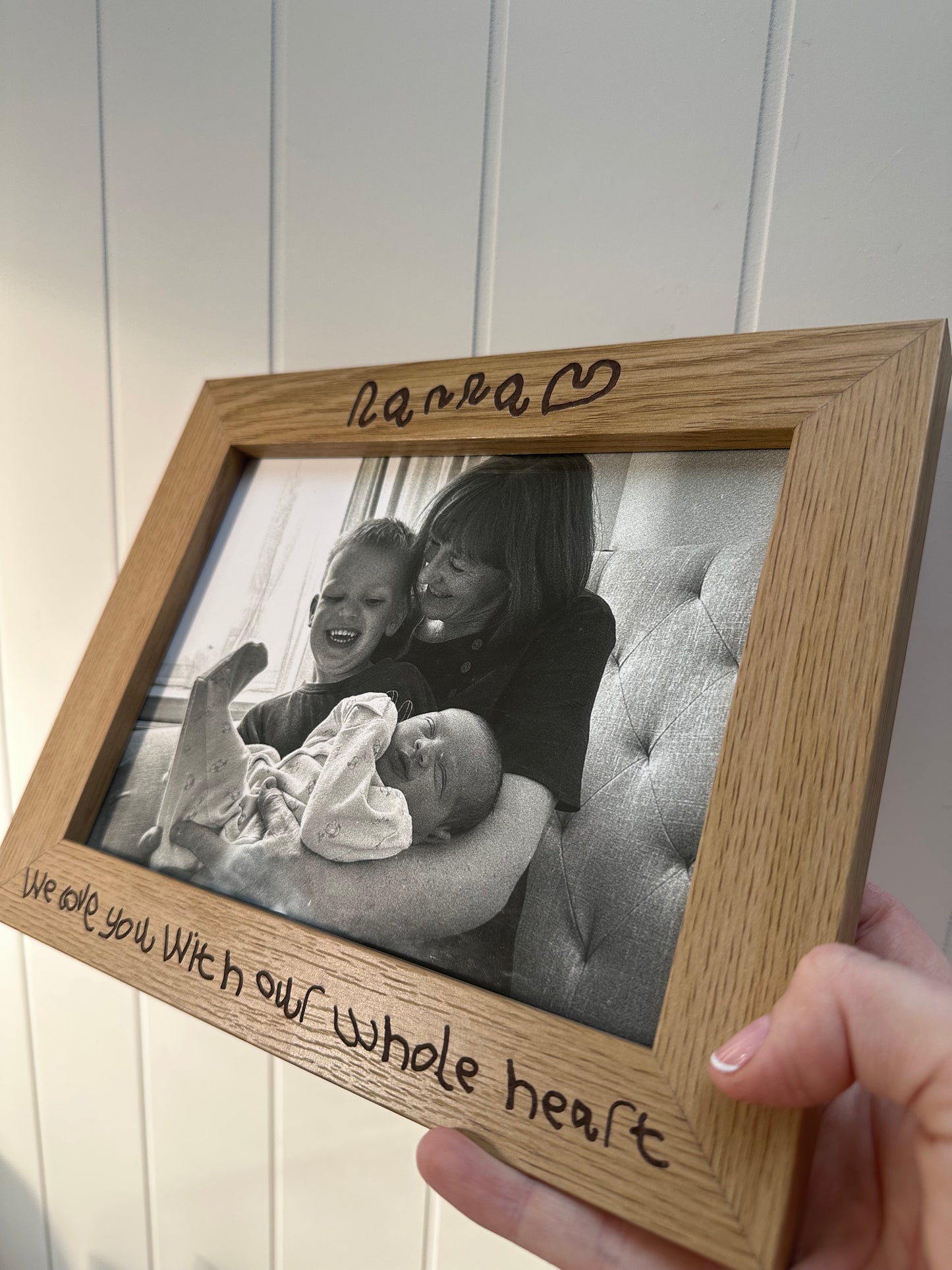 Engraved Handwritten Wood Effect Frame