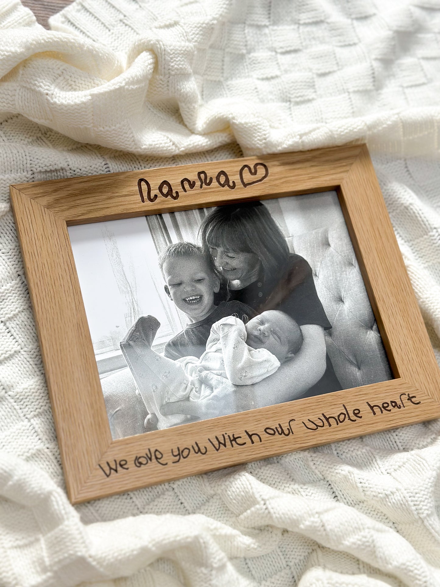 Engraved Handwritten Wood Effect Frame