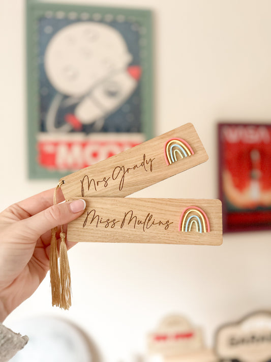 Personalised Rainbow Teacher Bookmark