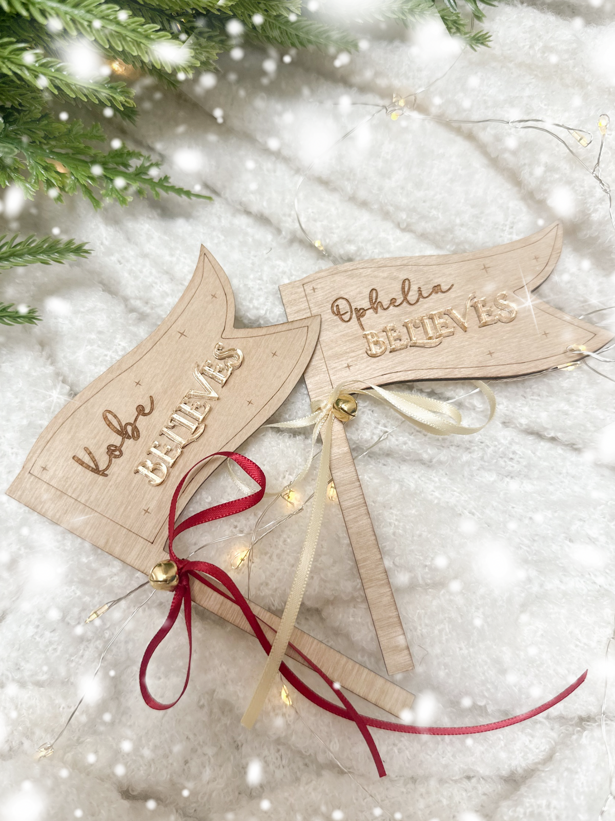 Personalised Christmas “Believe” Flag Decoration