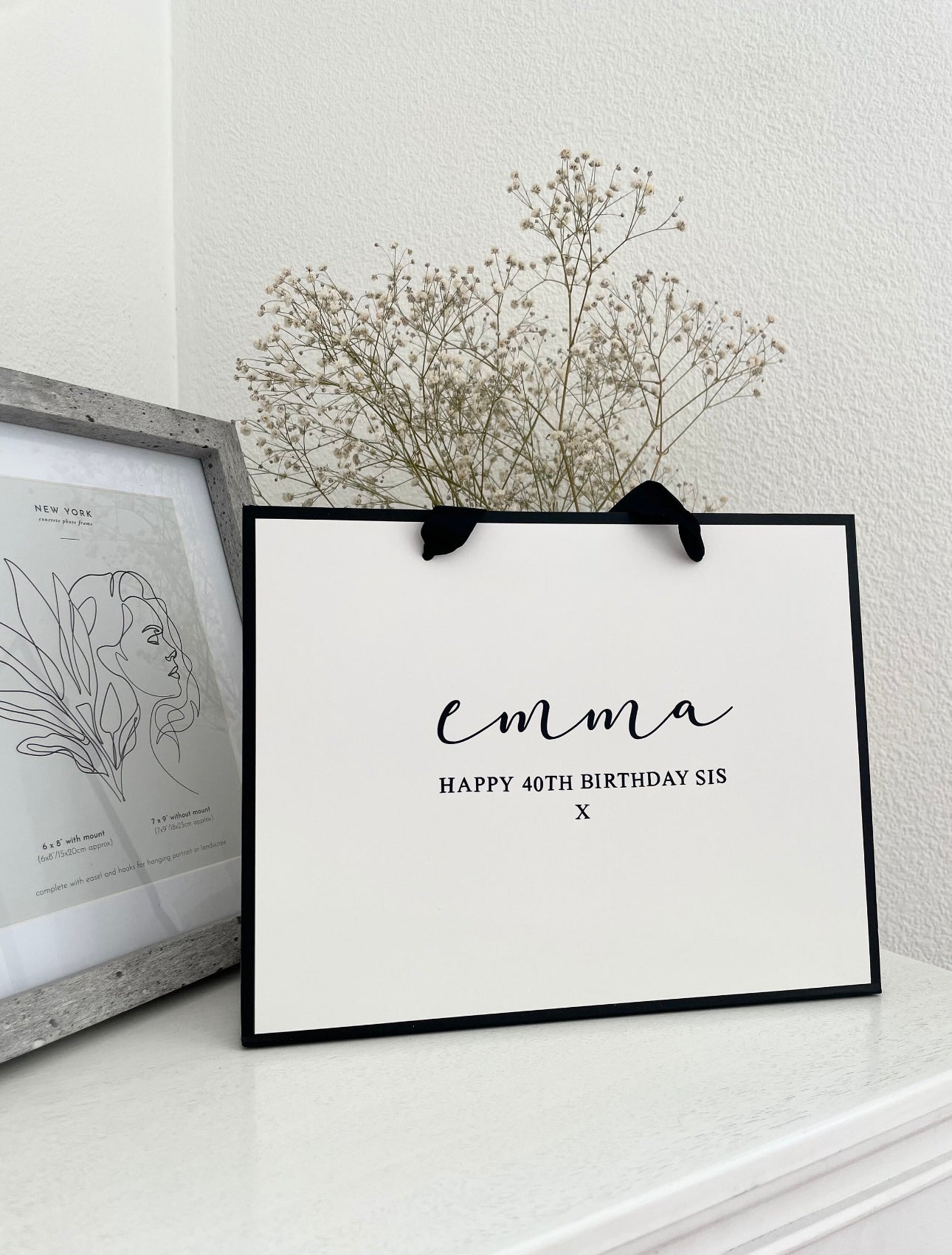 Personalised Birthday Luxury Black & White Gift Bag