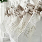 Fluffy Pom Pom Velvet White & Beige Stocking