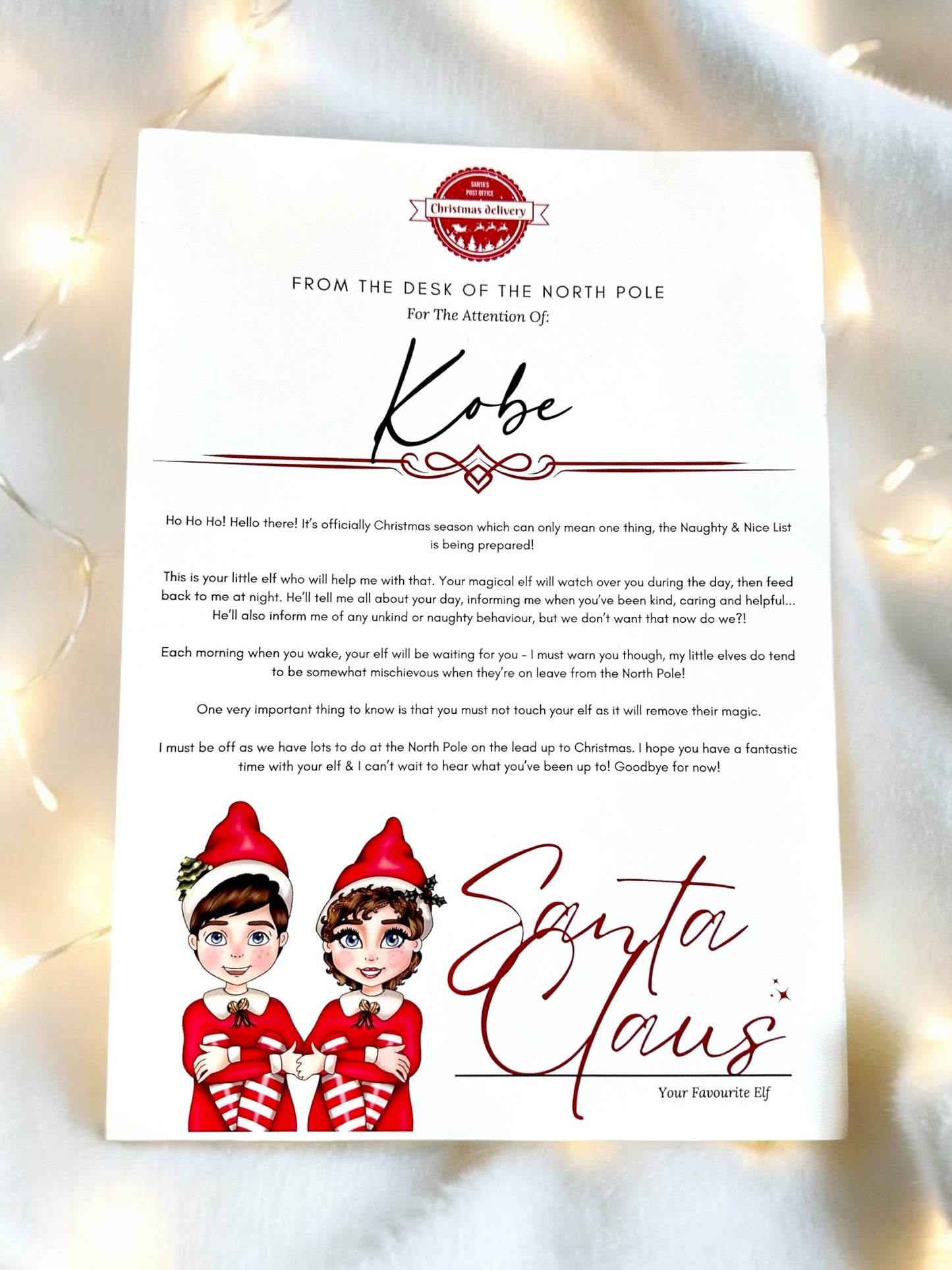 Personalised Naughy Elf Letters