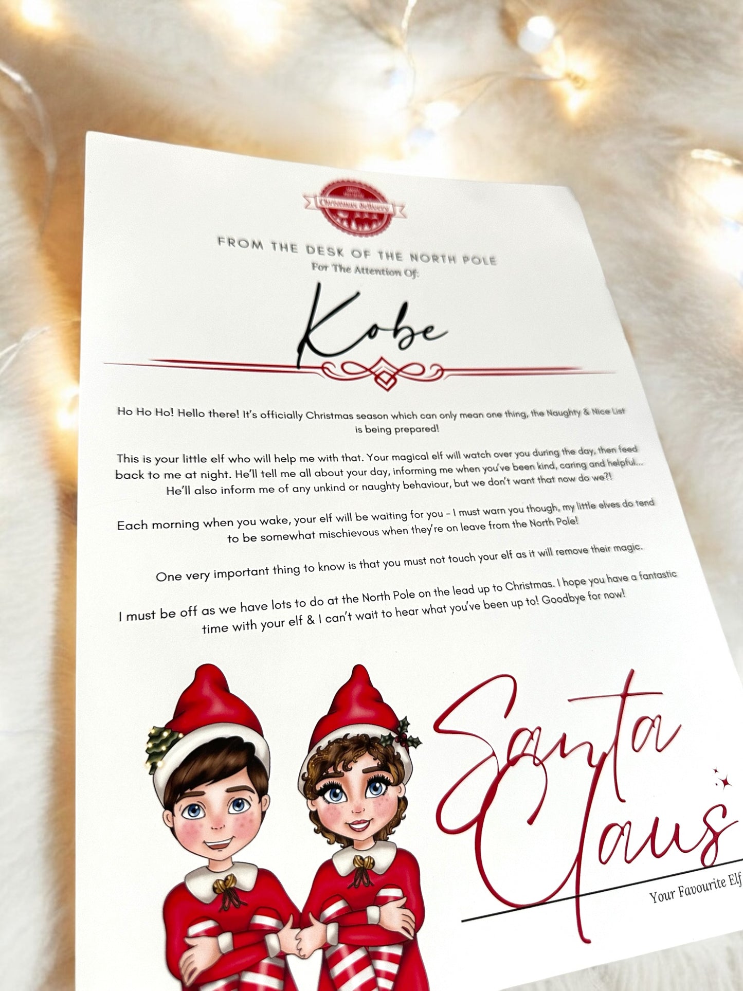 Personalised Naughy Elf Letters