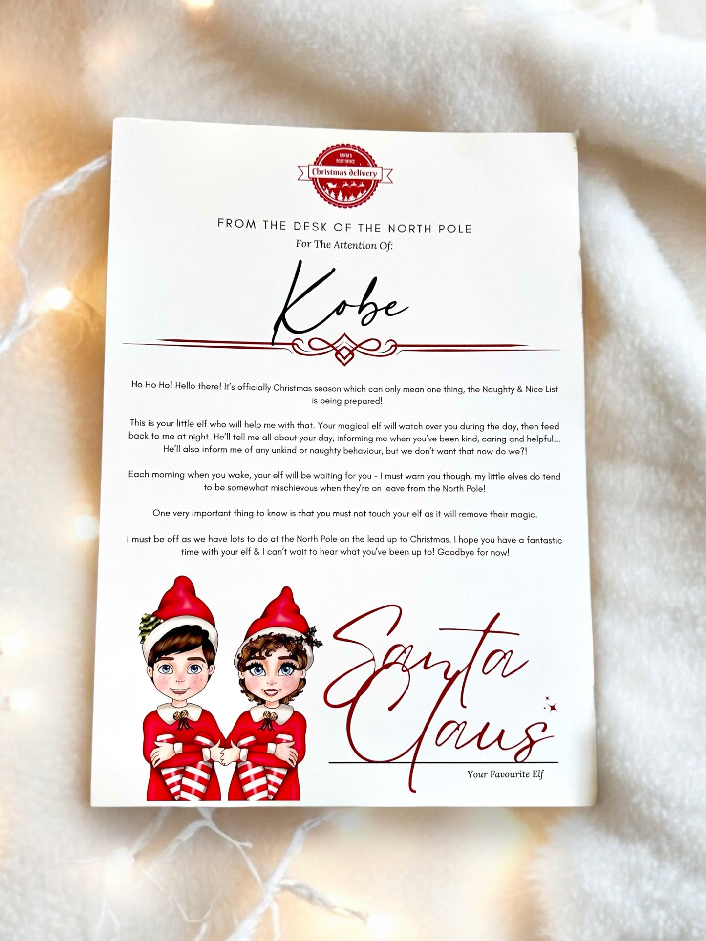 Personalised Naughy Elf Letters