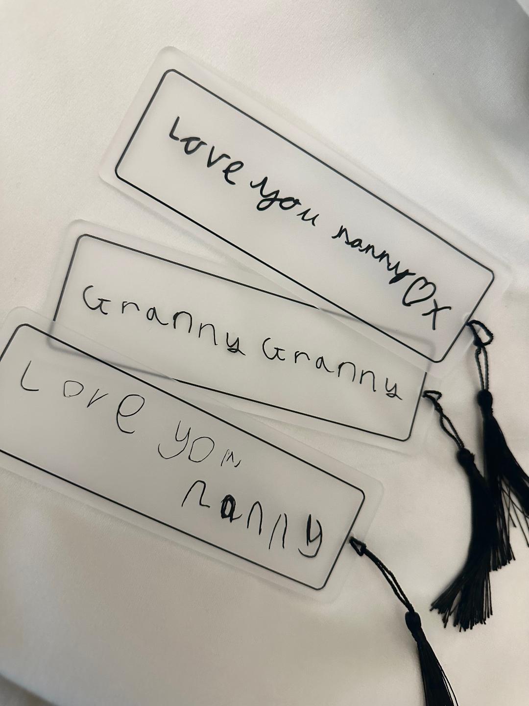 Personalised Handwritten Bookmarks with Tassel.