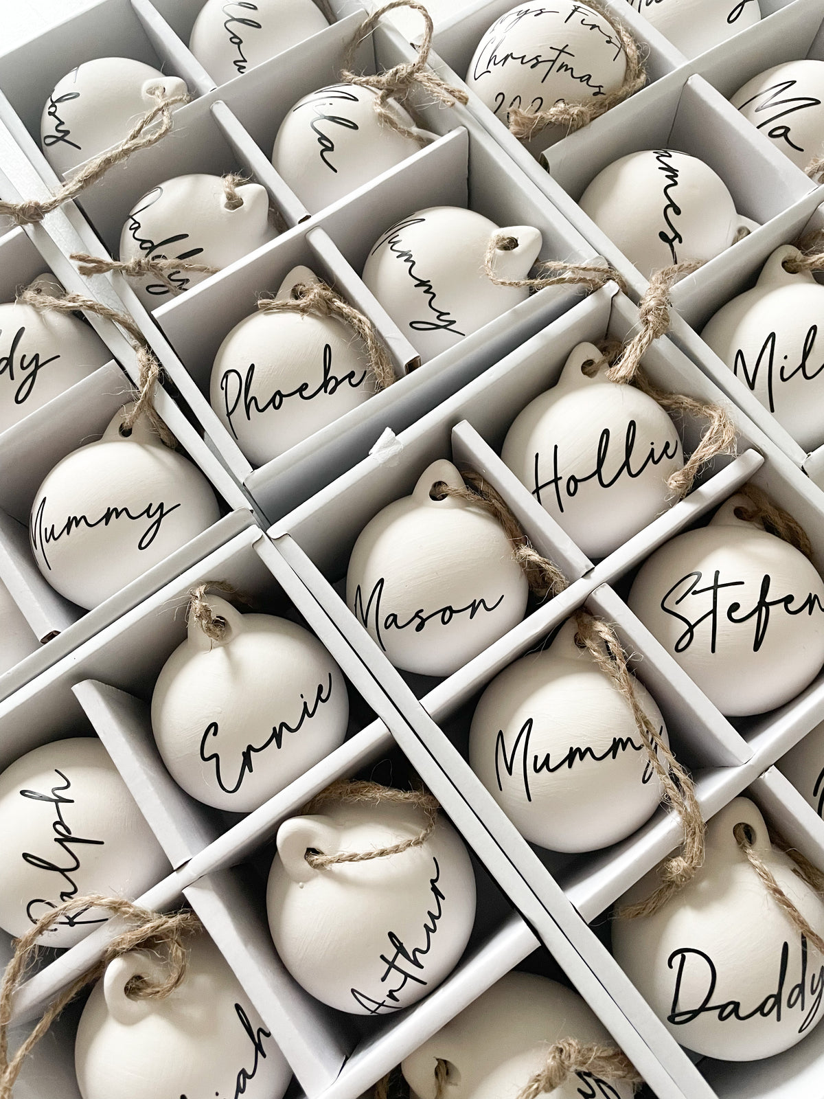 Personalised White Ceramic Name ONLY Baubles