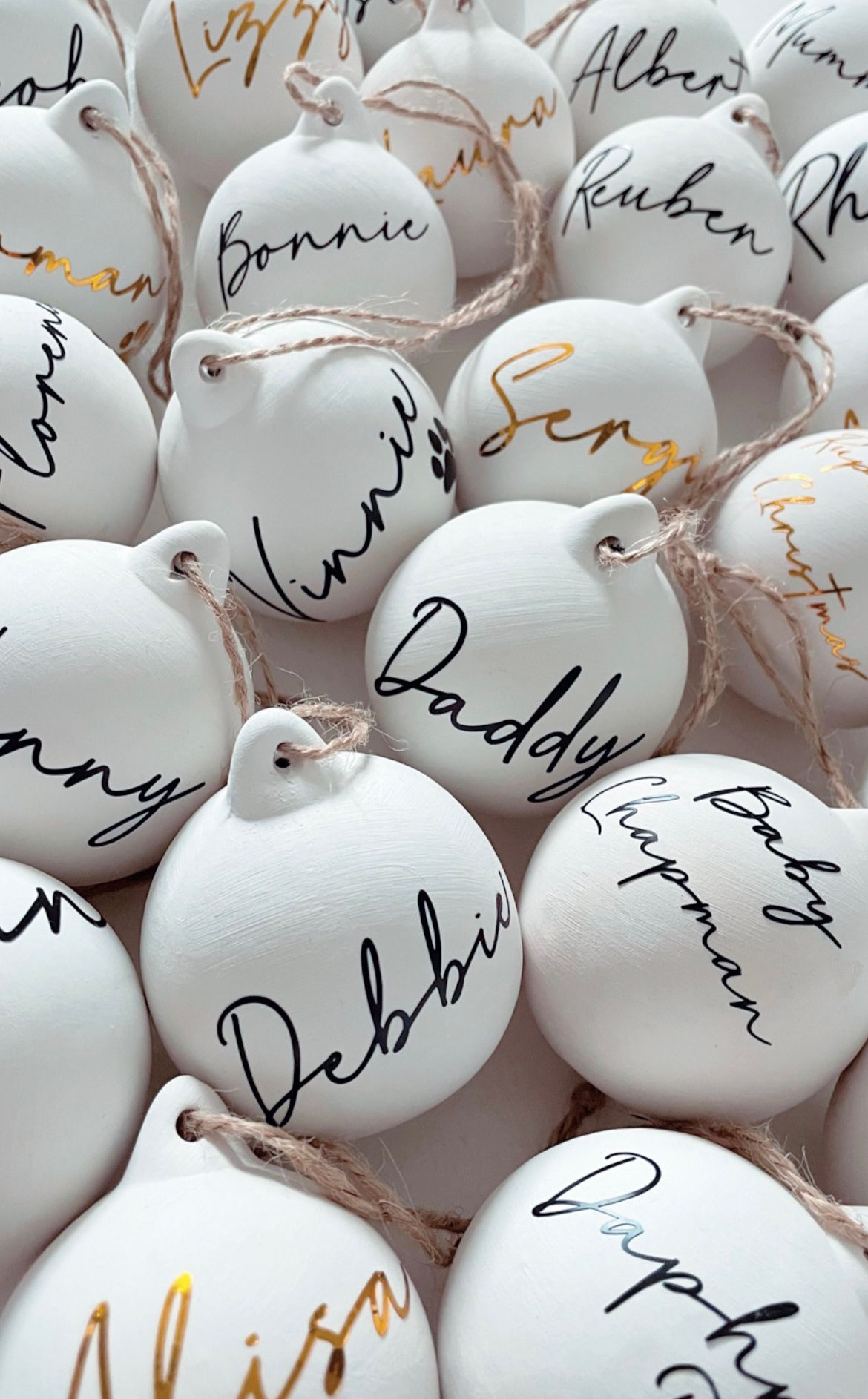 Personalised White Ceramic Name ONLY Baubles