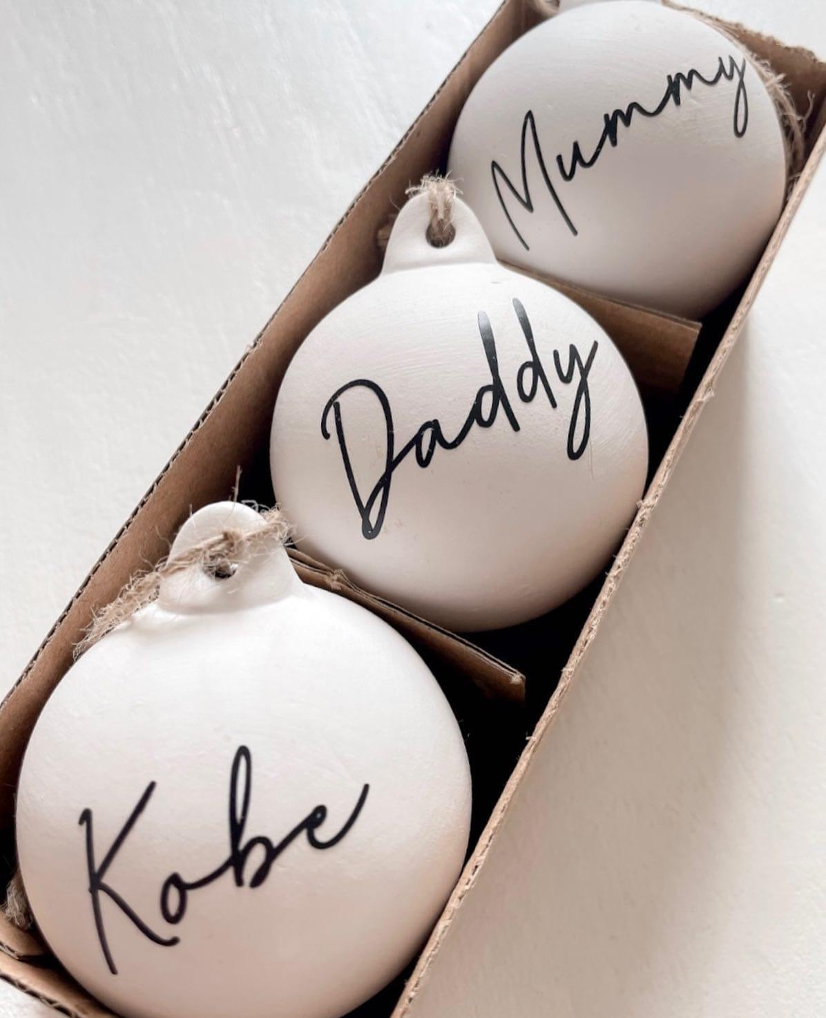 Personalised White Ceramic Name ONLY Baubles