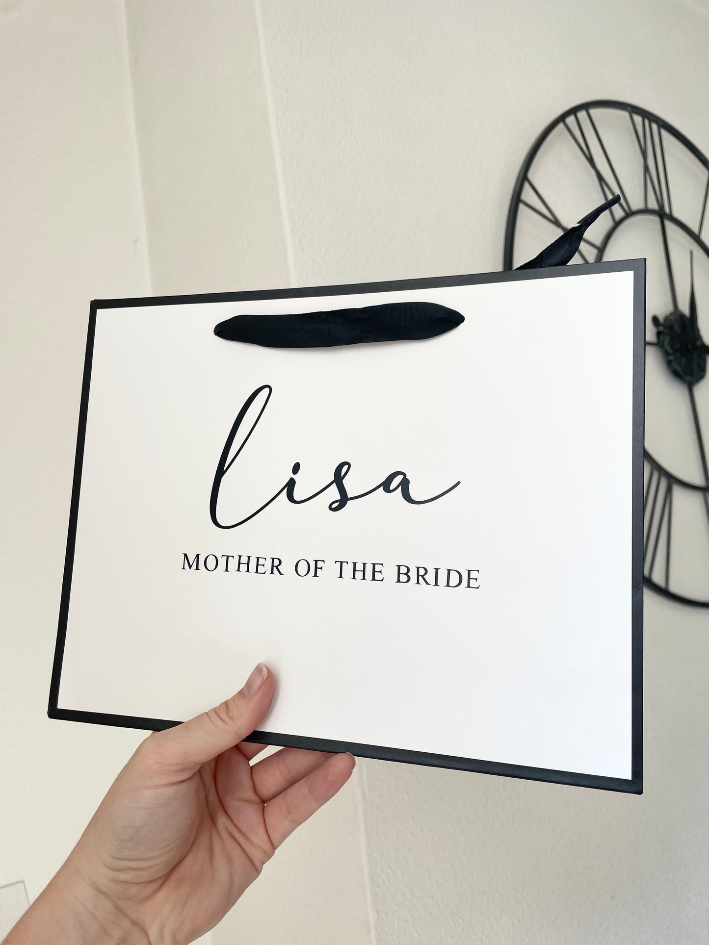 Personalised Wedding Luxury Black & White Gift Bag