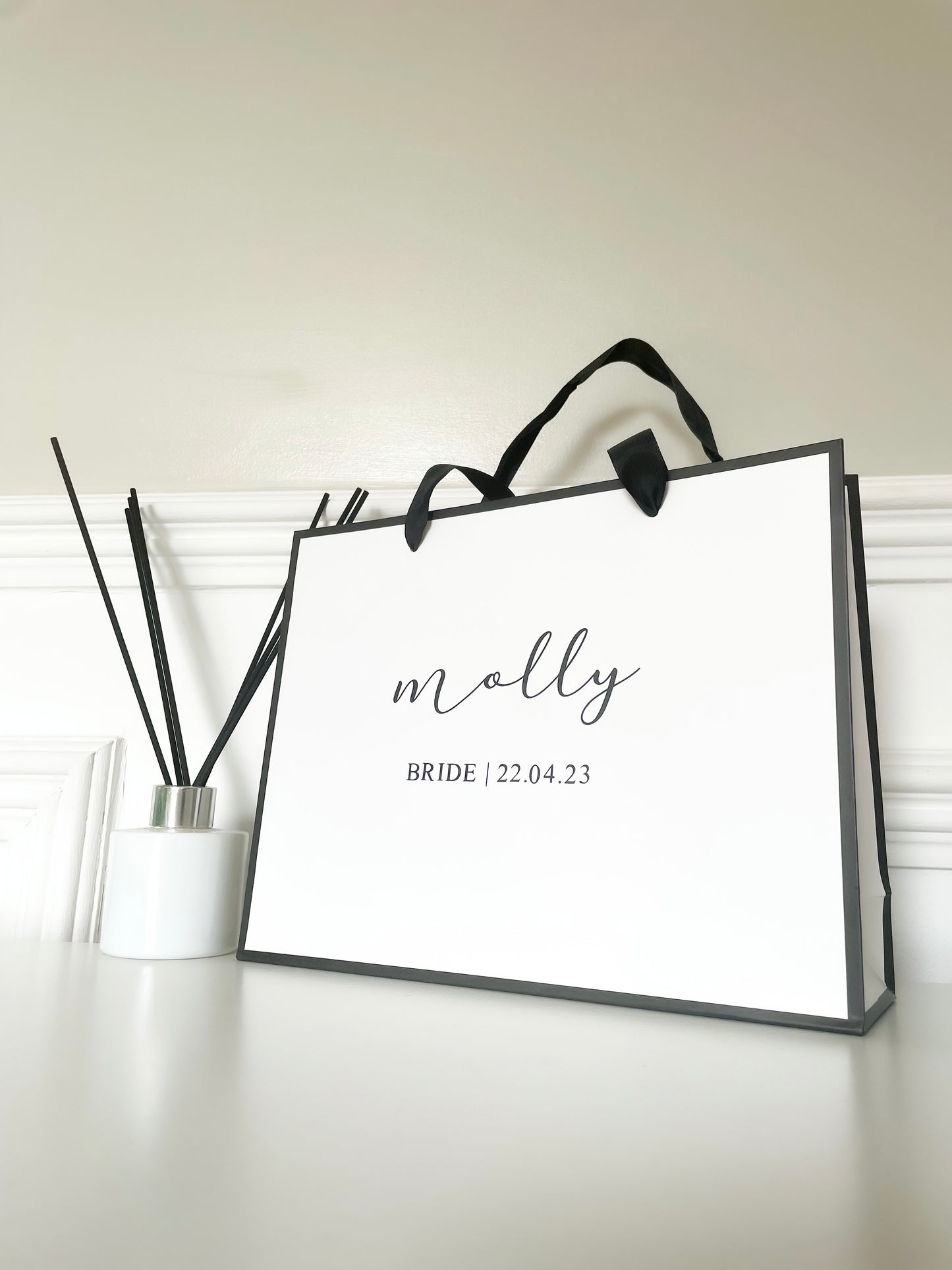 Personalised Wedding Luxury Black & White Gift Bag