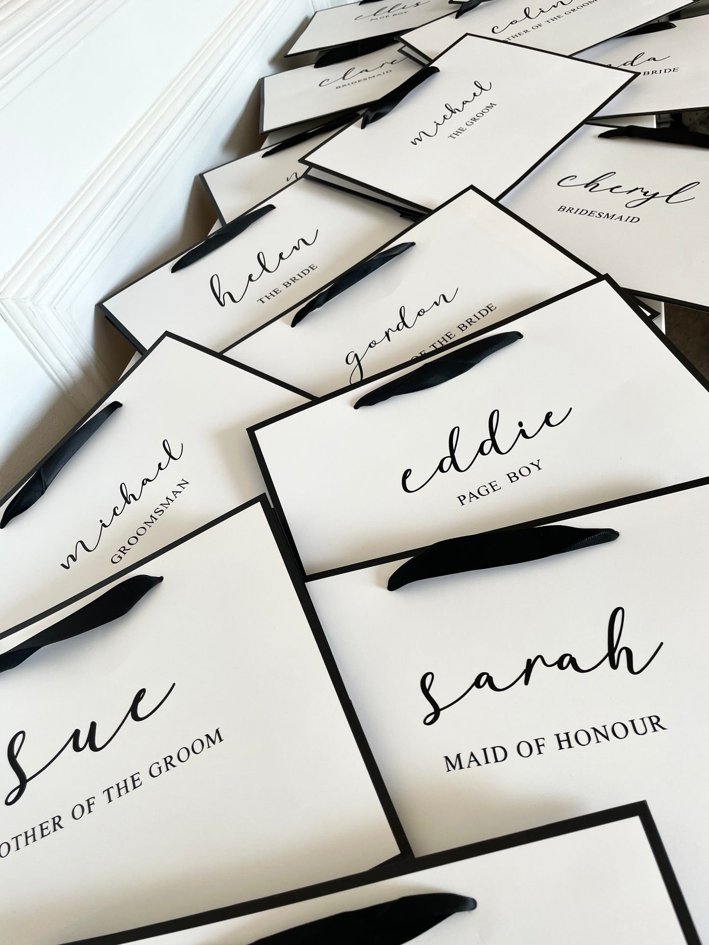Personalised Wedding Luxury Black & White Gift Bag