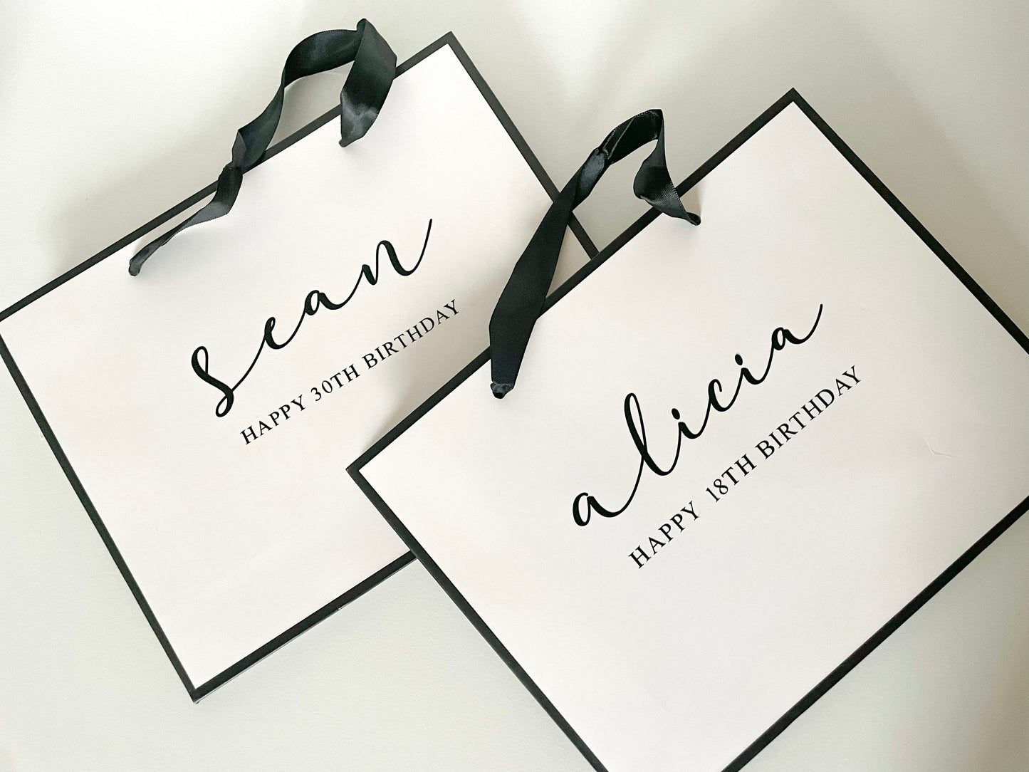 Personalised Birthday Luxury Black & White Gift Bag