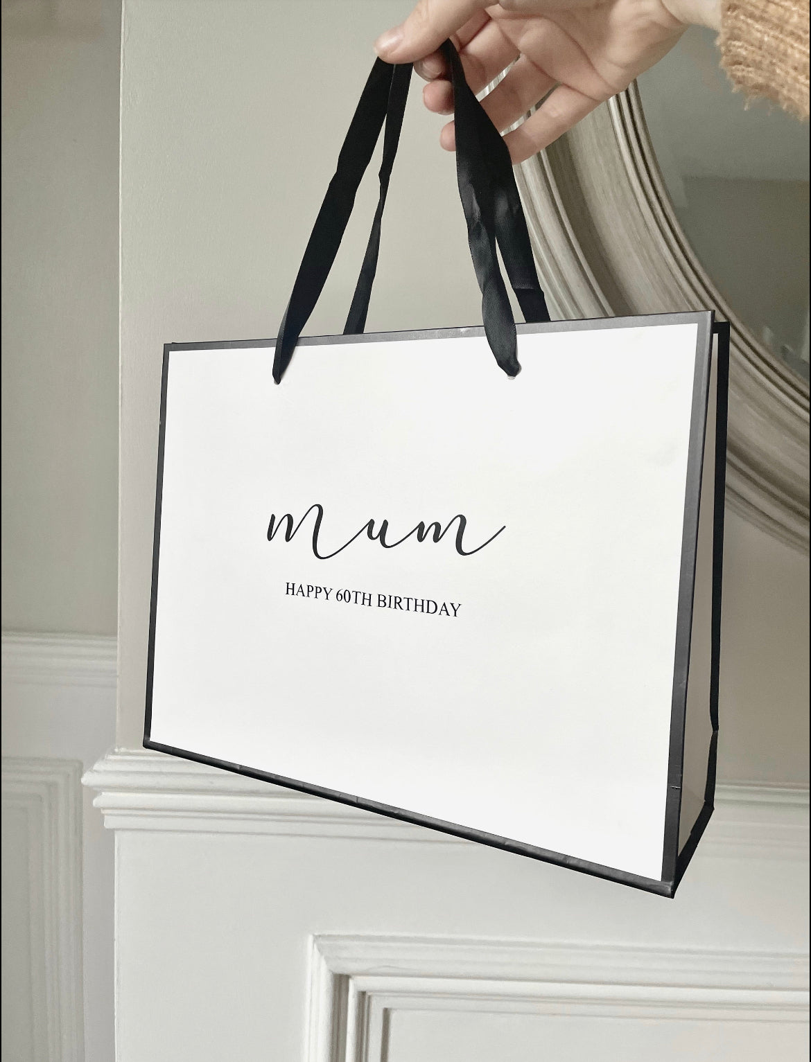 Personalised Birthday Luxury Black & White Gift Bag