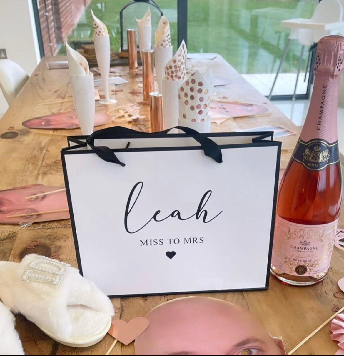 Personalised Wedding Luxury Black & White Gift Bag