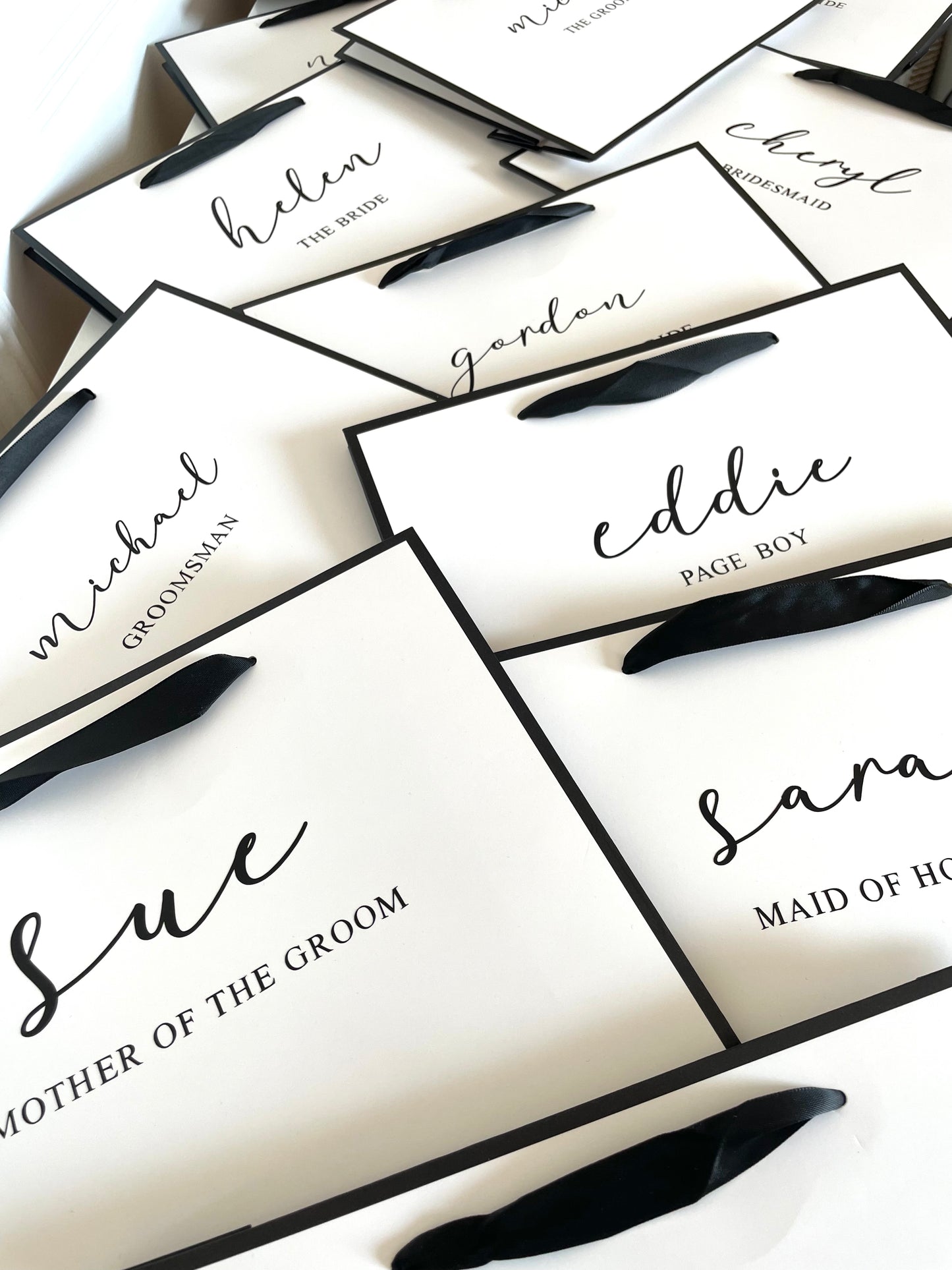 Personalised Wedding Luxury Black & White Gift Bag